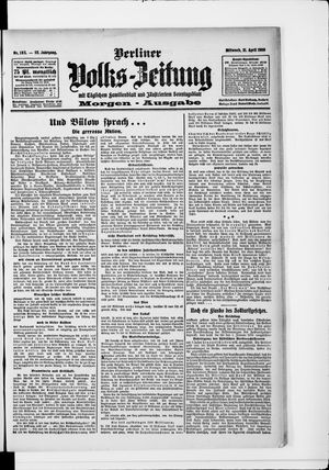 Berliner Volkszeitung on Apr 21, 1909