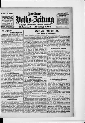 Berliner Volkszeitung on Apr 21, 1909