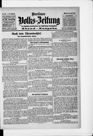 Berliner Volkszeitung vom 28.04.1909