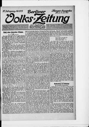Berliner Volkszeitung vom 16.06.1909