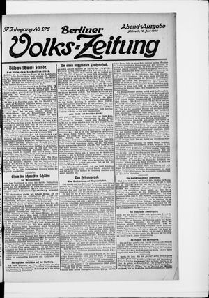 Berliner Volkszeitung vom 16.06.1909