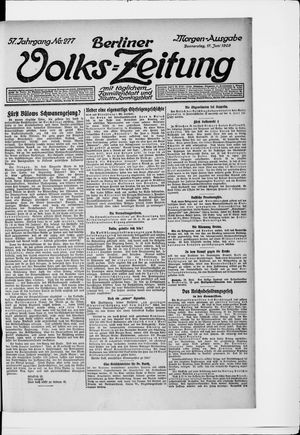 Berliner Volkszeitung vom 17.06.1909