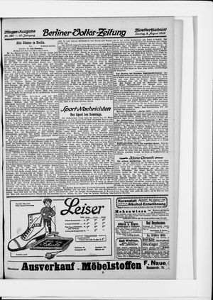 Berliner Volkszeitung on Aug 8, 1909