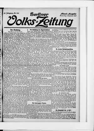 Berliner Volkszeitung vom 02.09.1909