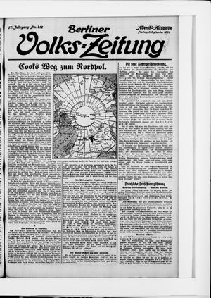 Berliner Volkszeitung vom 03.09.1909