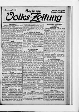 Berliner Volkszeitung vom 04.09.1909