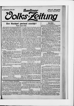 Berliner Volkszeitung vom 07.09.1909