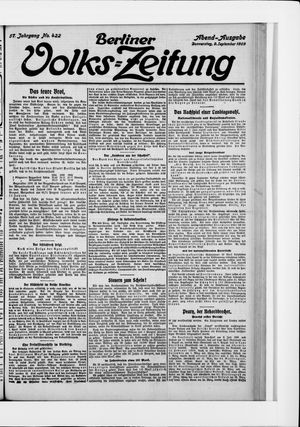 Berliner Volkszeitung vom 09.09.1909