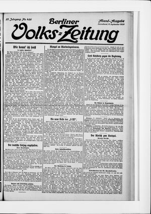 Berliner Volkszeitung vom 11.09.1909