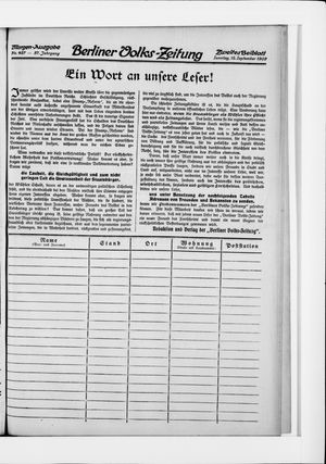 Berliner Volkszeitung vom 12.09.1909