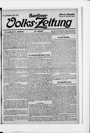 Berliner Volkszeitung vom 27.09.1909