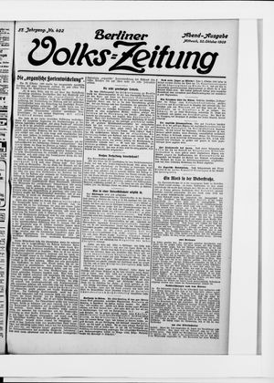 Berliner Volkszeitung vom 20.10.1909