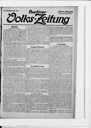 Berliner Volkszeitung vom 25.10.1909