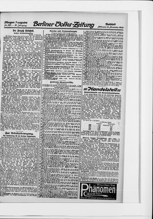 Berliner Volkszeitung vom 10.11.1909