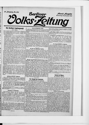 Berliner Volkszeitung vom 18.11.1909