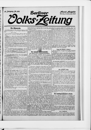 Berliner Volkszeitung vom 30.11.1909