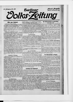 Berliner Volkszeitung vom 22.12.1909