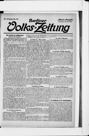 Berliner Volkszeitung on Apr 16, 1910