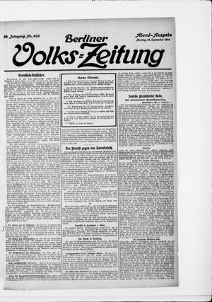 Berliner Volkszeitung on Sep 12, 1910