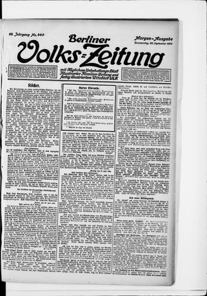 Berliner Volkszeitung on Sep 22, 1910