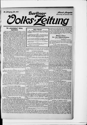 Berliner Volkszeitung on Sep 22, 1910