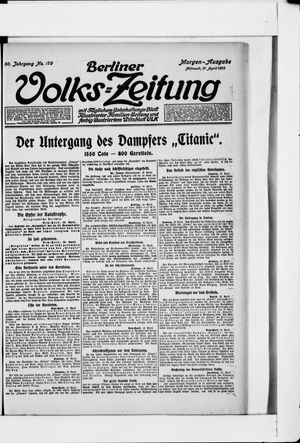 Berliner Volkszeitung on Apr 17, 1912