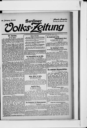 Berliner Volkszeitung vom 24.12.1912