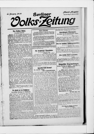 Berliner Volkszeitung vom 06.02.1913
