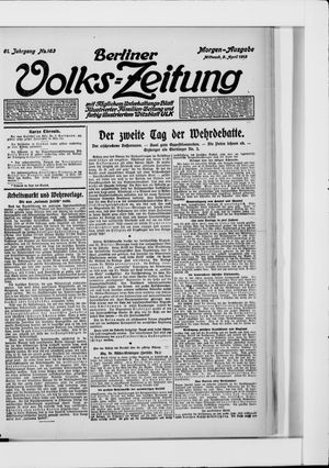 Berliner Volkszeitung vom 09.04.1913