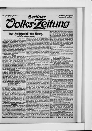 Berliner Volkszeitung on Apr 19, 1913