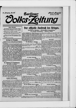 Berliner Volkszeitung vom 07.07.1913