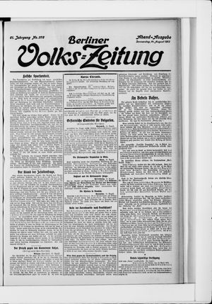 Berliner Volkszeitung on Aug 14, 1913