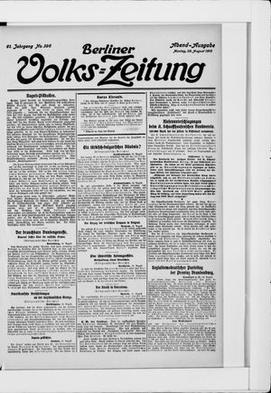 Berliner Volkszeitung vom 25.08.1913