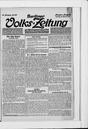 Berliner Volkszeitung vom 30.09.1913