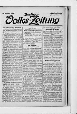 Berliner Volkszeitung vom 08.10.1913