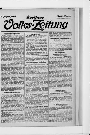 Berliner Volkszeitung vom 09.10.1913