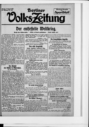 Berliner Volkszeitung vom 03.08.1914