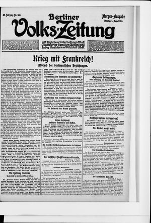 Berliner Volkszeitung vom 04.08.1914