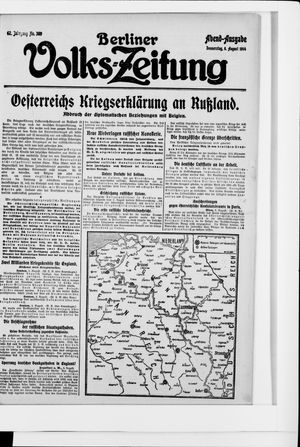 Berliner Volkszeitung vom 06.08.1914
