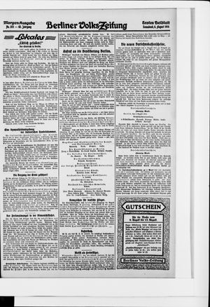 Berliner Volkszeitung vom 08.08.1914