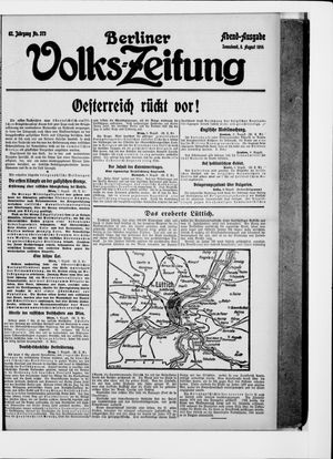 Berliner Volkszeitung vom 08.08.1914