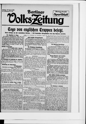 Berliner Volkszeitung vom 10.08.1914
