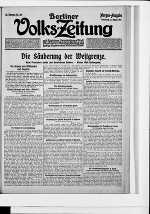Berliner Volkszeitung on Aug 13, 1914