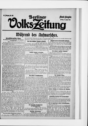 Berliner Volkszeitung vom 14.08.1914