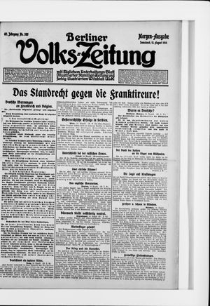 Berliner Volkszeitung vom 15.08.1914