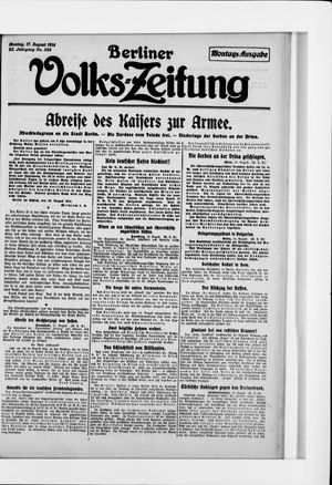 Berliner Volkszeitung vom 17.08.1914