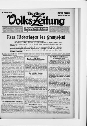 Berliner Volkszeitung vom 20.08.1914