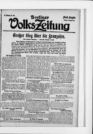Berliner Volkszeitung vom 21.08.1914