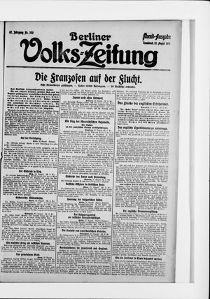 Berliner Volkszeitung vom 22.08.1914