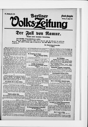 Berliner Volkszeitung vom 25.08.1914